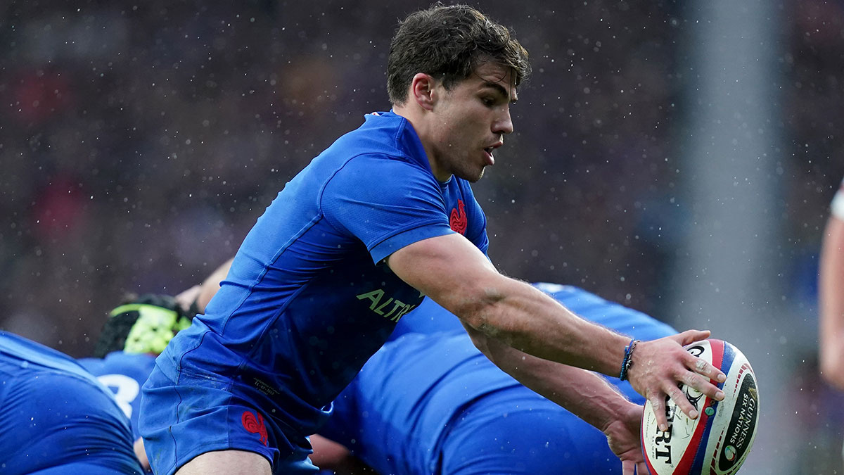 Antoine Dupont in action for France against England during 2023 Six Nations