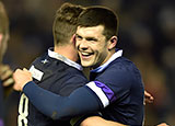 Blair Kinghorn celebrates with Scotland players