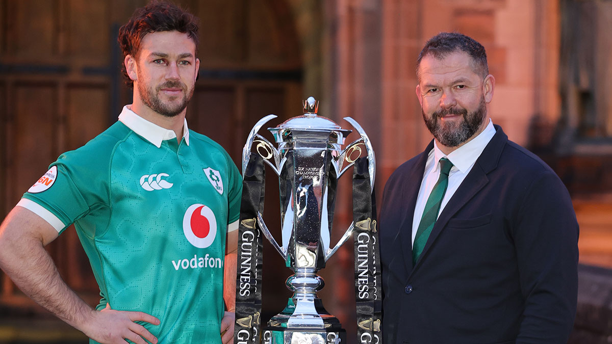 Caelan Doris and Andrew Farrell at the 2026 Six Nations launch