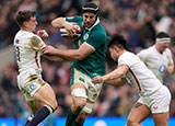 Caelan Doris in action for Ireland against England during 2026 Six Nations