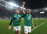 Conor Murray and Johnny Sexton celebrate victory in Paris