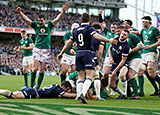 Conor Murray scores Ireland's third try against Scotland