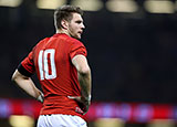 Dan Biggar playing for Wales