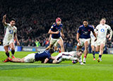 Elliot Daly scores a try for England v France in 2025 Six Nations