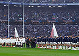 England and Scotland players line up at Twickenham during 2025 Six Nations