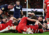 George Turner scores a try for Scotland against Wales during 2026 Six Nations