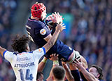 Grant Gilchrist secures a high ball during Scotland v France match in 2026 Six Nations