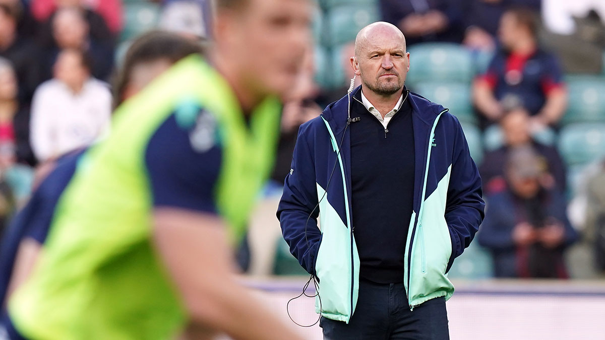 Gregor Townsend watches players before England v Scotland match during 2025 Six Nations