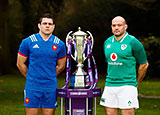 Guilhem Guirado and Rory Best with Six Nations trophy