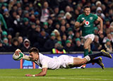 Henry Slade scores his second try for England v Ireland in Six Nations