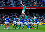 Ireland and Italy players contest a lineout during 2024 Six Nations