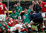 Ireland celebrate their third try against Wales in 2020 Six Nations
