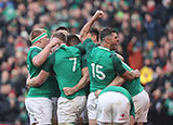 Ireland players celebratre try against Wales in Six Nations