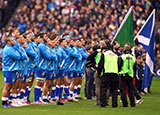 Italy and Scotland line up before match in 2023 Six Nations