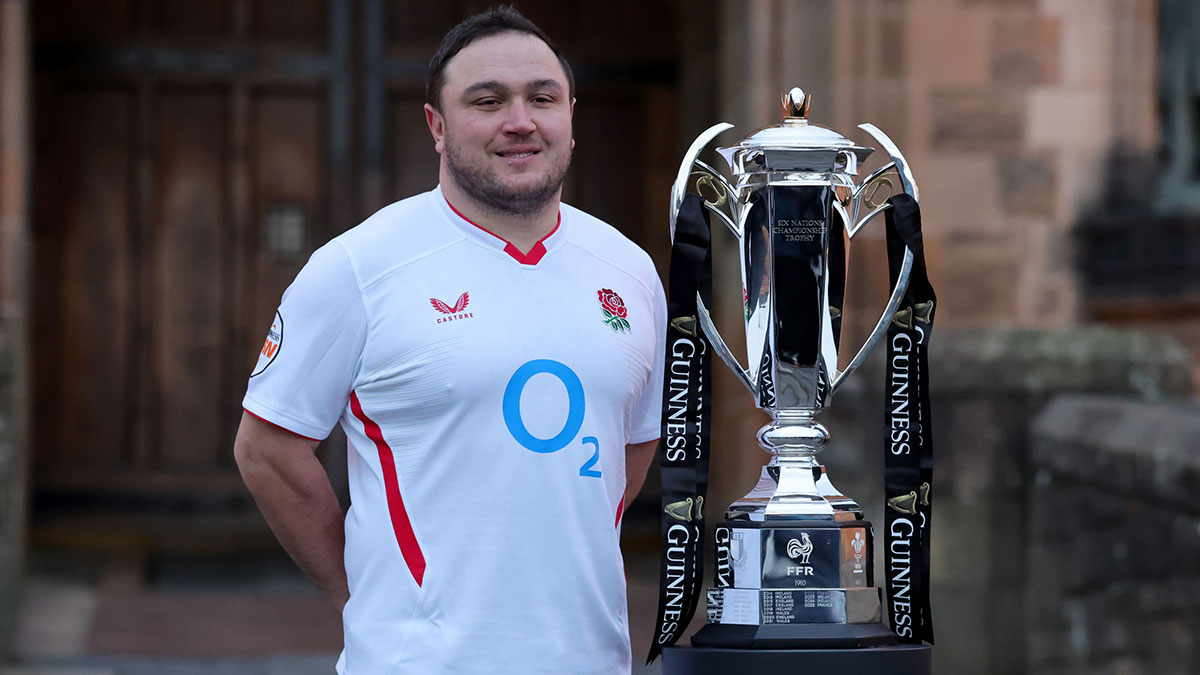 Jamie George with the Six Nations trophy at the 2026 launch