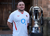 Jamie George with the Six Nations trophy at the 2026 launch