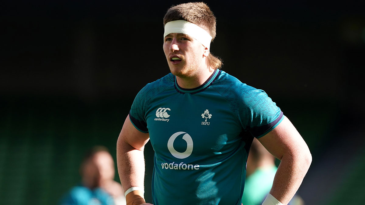 Joe McCarthy at Ireland training session during 2024 Six Nations