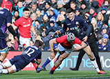 Jonathan Davies dives in to score Wales' second try against Scotland in 2019 Six Nations