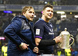 Jonny Gray and Grant Gilchrist hold Calcutta Cup after beating England in 2022 Six Nations