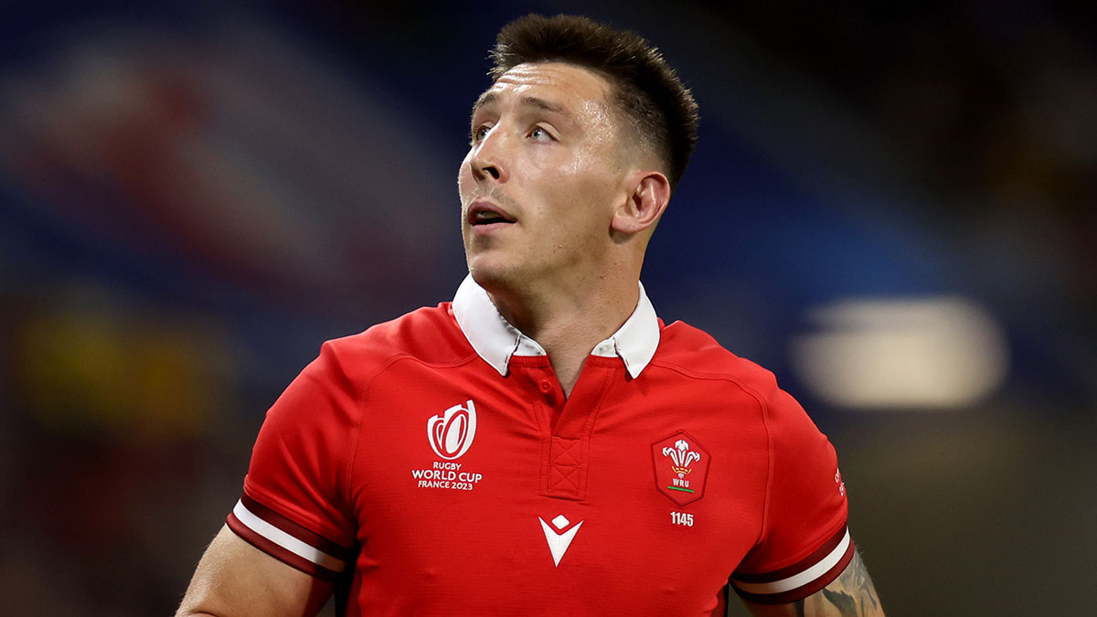 Josh Adams in action for Wales at 2023 Rugby World Cup