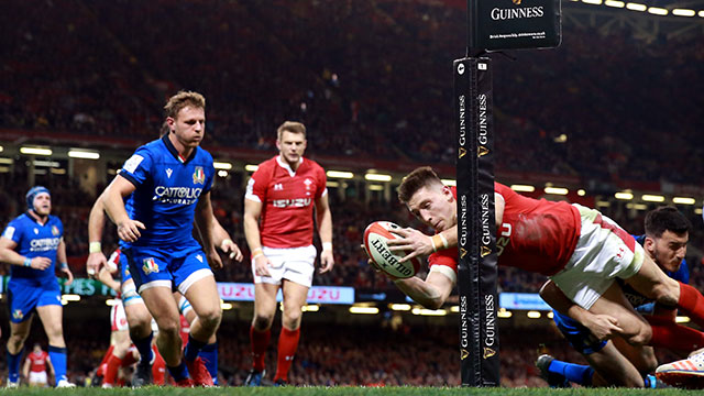 Josh Adams scored a hat trick for Wales v Italy in 2020 Six Nations
