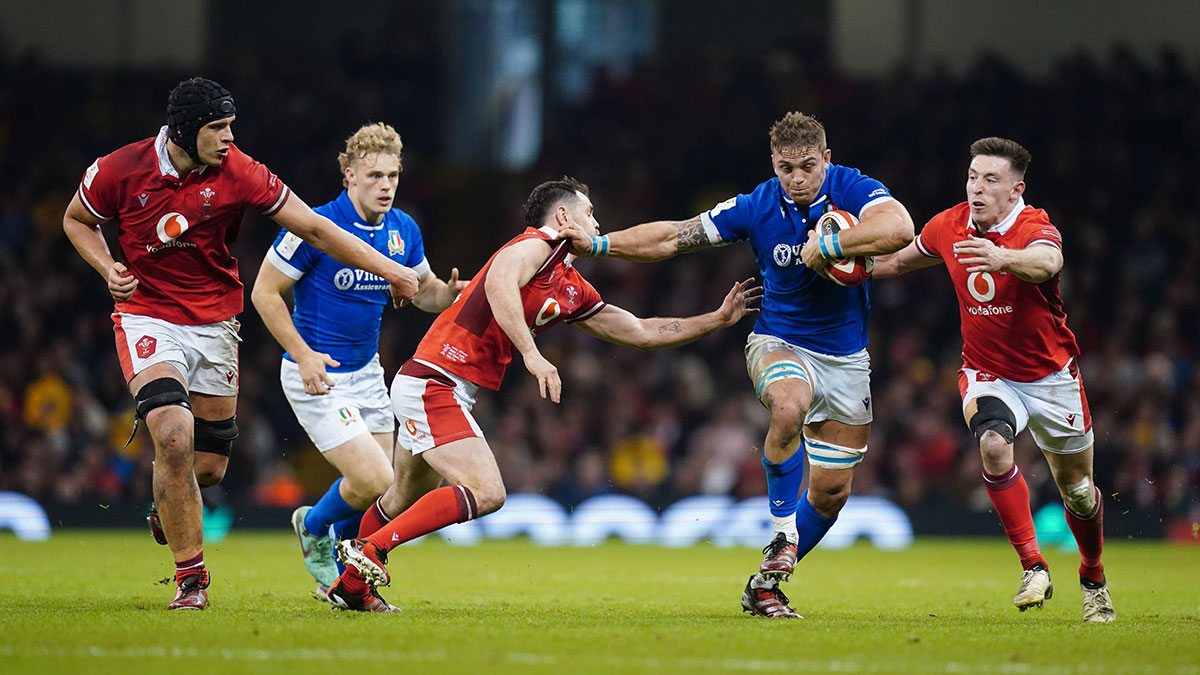 Lorenzo Cannone in action for Italy against Wales during 2024 Six Nations