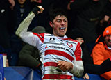 Louis Rees-Zammit in action for Gloucester Rugby v Montpellier in Heineken Champions Cup