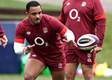 Max Ojomoh at England training session during 2025 Six Nations