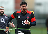 Nathan Hughes training with England