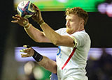 Ollie Chessum wins a lineout during Scotland v England match in 2026 Six Nations