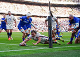 Ollie Sleightholme scores a try for England v Italy during 2025 Six Nations