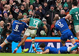 Robert Baloucoune scores a try for Ireland v Italy during 2026 Six Nations