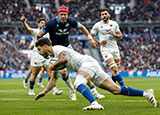 Romain Ntamack scores a try for France v Scotland during 2023 Six Nations