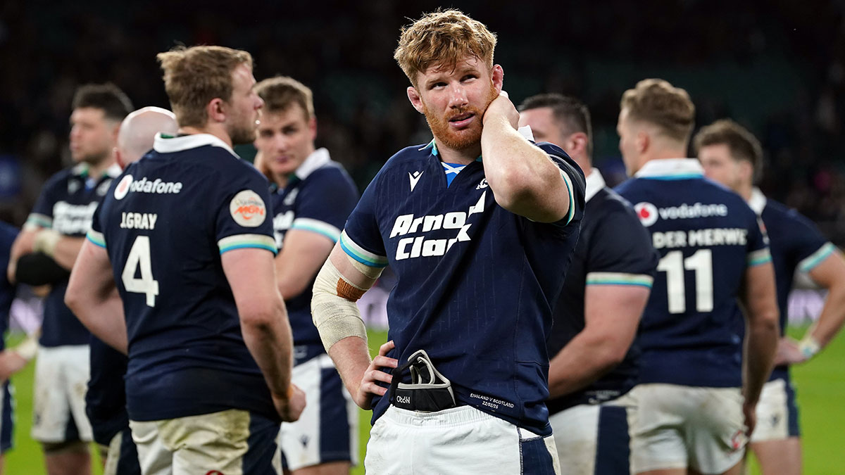 Scotland players after Calcutta Cup match against England during 2025 Six Nations