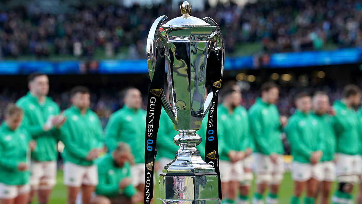 Six Nations trophy displayed at Ireland v Italy match in 2024 Six Nations