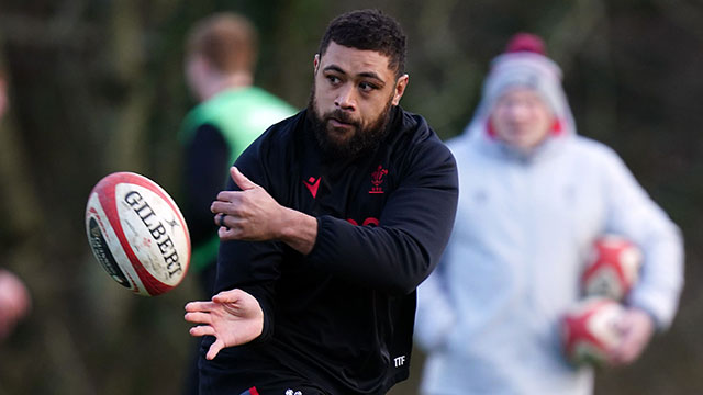 Taulupe Faletau at a Wales training session during 2023 Six Nations