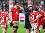 Wales players look dejected after defeat to France in 2025 Six Nations