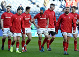 Wales players walk around pitch after beating Scotland in 2019 Six Nations