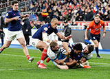 Yoram Moefana scores a try for France v Scotland during 2025 Six Nations